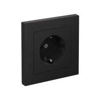 Розетка Systeme Electric AtlasDesign с заземлением со шторками, 16А, в сборе, быстрозажим. клем., КАРБОН ATN001044S