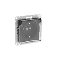Розетка Systeme Electric AtlasDesign AQUA с зазем. со шт. с прозрач. крыш,16А,IP44, мех., быстрозажим. клем., КАРБОН ATN441046S