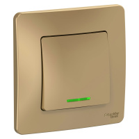 Одноклавишный выключатель скрытой установки с подсветкой 10А 250В (cх.1) Systeme Electric Blanca BLNVS010114, Титан