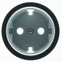 Розетка 220v c/з и шторками черное стекло ABB Sky Moon 2CLA818890A1001|2CLA868890A1501
