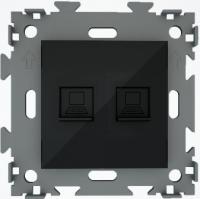 Розетка интернет 2 (2 гнезда) CGSS цв. Черный GL-W201C2-BCM
