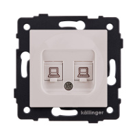 Розетка двойная Ethernet RJ45 Cat.6, кашемир матовый Kollinger REA-019CM для Aspekt, Eleganz, Reflex