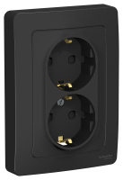 Розетка скрытой установки двойная с заземляющим контактом и шторками 16A 250В Systeme Electric Blanca BLNRS001126, Антрацит