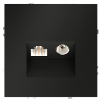 Розетка телевизионная TV+RJ45 кат. 6 Voltum S70 черный матовый Soft touch пластик (VLS060708)