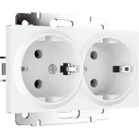 Розетка двойная с заземлением белый матовый Werkel Встраиваемые механизмы белые матовые W1172061