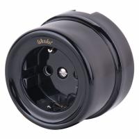 Розетка с заземлением черный ретро Werkel Накладные ретро механизмы Ретро черные W5671008