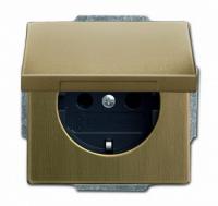 Розетка 220v с крышкой латунь античная - антрацит металл ABB Busch Jaeger 2CKA002018A1515