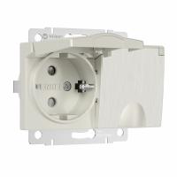 Розетка двойная влагозащ. с зазем. с защит. крышками и шторками перламутровый рифленый Werkel Встраиваемые механизмы перламутровый рифленый W1172213