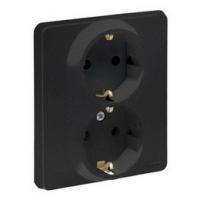 Розетка двойная в один подрозетник с/з антрацит Inspiria 673753