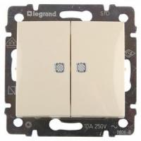 Выключатель двухклавишный с подсветкой 774328 Legrand Valena цвет бежевый