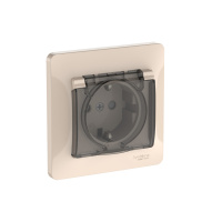Розетка Systeme Electric Glossa с зазем. со шт. с прозрач. крышкой, 16А, IP44, в сборе, быстрозажим. клем., БЕЖЕВЫЙ GSL000248S