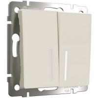 Проходной 2-клав выключатель с подсветкой айвори матовый Werkel W1122162