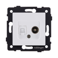Розетка двойная TV (мама) + RJ45 Cat.6, белый матовый Kollinger REA-021WM для Aspekt, Eleganz, Reflex