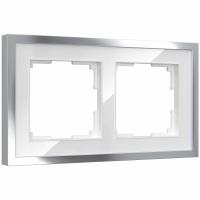 Рамка из металла на 2 поста Baguette белый/серебро Werkel Baguette белый/серебро W0022850