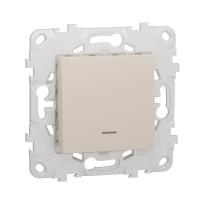 Выключатель 1-клавишный кнопочный с подсветкой схема 1а 10A Unica NEW Schneider Electric бежевый NU520644N