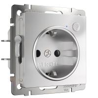 Умная встраиваемая розетка с заземлением с защитными шторками Werkel Встраиваемые механизмы серебряные W1171606