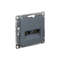 Розетка двойная Systeme Electric AtlasDesign компьютерная RJ45+RJ45 кат. 6А, механизм, ГРИФЕЛЬ ATN000788