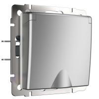 Розетка влагозащ. с зазем. с защит. крышкой и шторками серебряный Werkel Встраиваемые механизмы серебряные W1171206