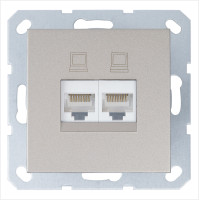 Интернет-розетка RJ45 двойная с накладкой 6 категория, цвет шампань Jasmart G6108CH