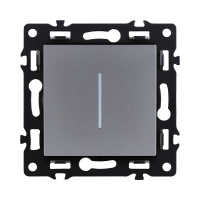 Выключатель 1-клавишный 10А/250В с LED подсветкой, серый Kollinger Asthetik AS-007GY