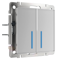 Сенсорный выключатель двухклавишный с подсветкой 1000 Вт серебряный Werkel Встраиваемые механизмы серебряные W4520006