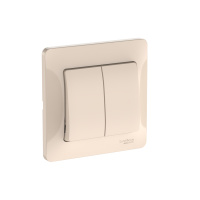 Выключатель 2-клавишный Systeme Electric Glossa, сх.5, 10АХ, в сборе, быстрозажим. клем., БЕЖЕВЫЙ GSL000252S