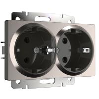 Розетка двойная с заземлением глянцевый никель Werkel Встраиваемые механизмы глянцевый никель W1172002