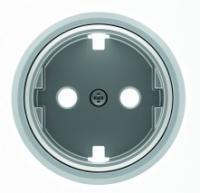 Розетка 220v c/з и шторками хром металл ABB Sky Moon 2CLA818890A1001|2CLA868890A1401