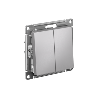 Выключатель 2-клавишный Systeme Electric AtlasDesign, сх.6+6, 10АХ, мех., быстрозажим. клем., АЛЮМИНИЙ ATN000365S