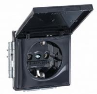 Розетка 220v с крышкой антрацит ABB Dynasty 2CKA002018A1486