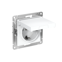 Розетка Systeme Electric AtlasDesign с заземлением со шторками с крышкой,16А,IP20, мех.,быстрозажим. клем., БЕЛЫЙ ATN000146S