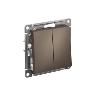 Выключатель 2-клавишный Systeme Electric AtlasDesign, сх.6+6, 10АХ, мех., быстрозажим. клем., МОККО ATN000665S