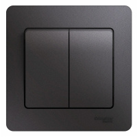 Выключатель 2-клавишный Systeme Electric Glossa, сх.5, 10AX, в сборе, ГРАФИТ GSL001352