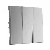 Выключатель 3-клав серебряный рифленый Werkel W1130001 + W1139009