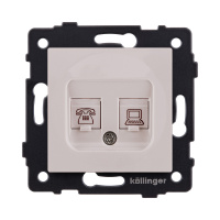 Розетка двойная RJ11 + RJ45 Cat.6, кашемир матовый Kollinger REA-011CM для Aspekt, Eleganz, Reflex