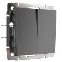 Выключатель  двухклавишный графит рифленый Werkel Встраиваемые механизмы графит рифленый W1120004