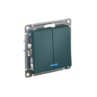 Выключатель 2-клавишный Systeme Electric AtlasDesign с подсветкой, сх.5а, 10АХ, мех., быстрозажим. клем., ИЗУМРУД ATN000853S