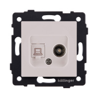 Розетка двойная TV (мама) + RJ45 Cat.6, кашемир матовый Kollinger REA-021CM для Aspekt, Eleganz, Reflex