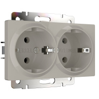 Розетка двойная в один подрозетник с заземлением Werkel дымчатый W1272004