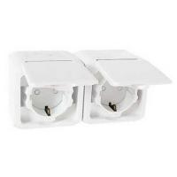 Розетка двойная влагозащищённая с заземлением 16A с защитными шторками винтовой зажим 782323 Legrand Quteo IP44 цвет белый