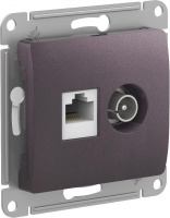 Розетка двойная ТВ + компьютерная RJ45 Systeme Electric (Schneider Electric) Glossa, сиреневый туман GSL001489