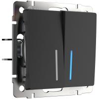 Выключатель двухклавишный с подсветкой черный матовый Werkel Встраиваемые механизмы черные W1120108