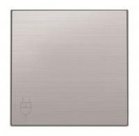 Розетка 220v с крышкой и шторками нержавеющая сталь ABB Sky Niessen 2CLA818800A1001|2CLA858810A1401