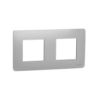 Рамка 2-постовая Unica Studio Schneider Electric алюминий NU200430
