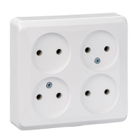 Розетка четырехместная без заземления 16А Systeme Electric Etude, БЕЛЫЙ PA16-205B