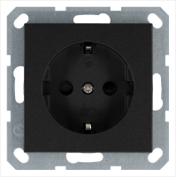 Розетка SCHUKO© с крышкой и защитными шторками 16A 250V~ 2P+T, цвет Антрацит Jasmart G5505B