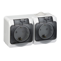 Розетка двойная с заземлением со шторками 16А Systeme Electric Etude, серый PA16-244C