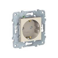 Розетка с заземлением с защитными шторками и быстрозажимными клеммами 16 А 250 В Unica NEW Schneider Electric бежевый NU505744