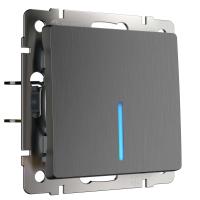 Выключатель одноклавишный с подсветкой графит рифленый Werkel Встраиваемые механизмы графит рифленый W1110104