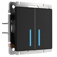 Сенсорный выключатель 2-клав с подсветкой черный матовый Werkel W4520108